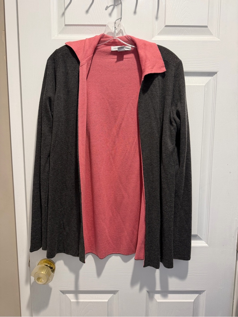 Real Clothes Pink Grey Cashmere Silk Cardigan